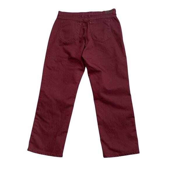 LEE Womens Size 14 Short Maroon Red Relaxed Straight Leg Jeans 29.5" Inseam - Picture 2 of 7